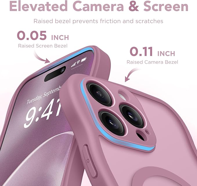CAPRARO for iPhone 16 Pro Max Case for Women Girls, Upgraded [Full Camera Protection] [Compatible with MagSafe] Cute Wave Translucent Matte Phone Case for iPhone 16 Pro Max, Black Currant