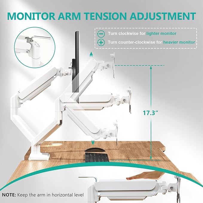 WALI Dual Monitor Stand, Adjustable Arm Monitor Mount for 2 Monitors up to 32 Inch,19.8lbs Capacity (GSMP002W), White by WALI