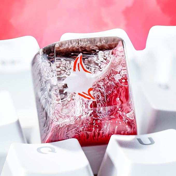 Manta Ray Artisan Keycap Pink Ocean Coral R1 SA Profile Custom Sea Creatures Keycaps 1U ESC Handmade Gaming Resin Key Cap Cherry MX Switch Compatible Mechanical Keyboard Manta Ray Lover Gift