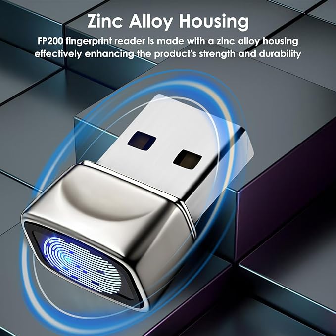 USB Fingerprint Reader for Windows10/11, Windows Hello Mini Fingerprint Scanner,Metal Shell Auto Driver Setup-Windows Password-Free Login for PC Laptop