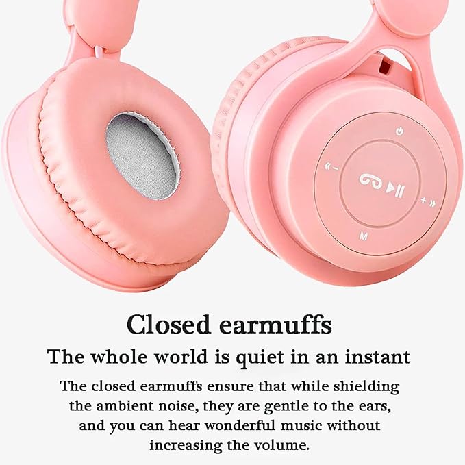 Upgraded Hybrid Noise Cancelling Headphones with Transparent Modes Wireless Bluetooth with Mic Deep Bass Soft-Earpads Hi-Fi Audio Comfortable Fit Long Playtime for Home Office Travel Over Ear Pink
