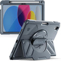 Dexnor Case for iPad (A16) 11th/10th Generation 2025/2022 (11″/10.9″),Rugged Protective Case with 360° Rotating Hand Strap& Stand & Screen Protector & Pencil Holder Shockproof Full-Body Cover, Blue