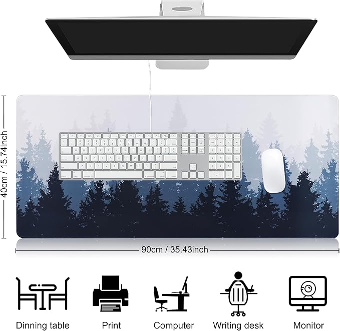 HGWALP Large Gaming Mouse Pad & Extended XXL Computer Game Mouse Mat, Long Desk Pad with Stitched Edges for Keyboard,Home Office Gaming Work Big Desk Pad (35.4x15.7x0.12IN, 90x40CM),Style C