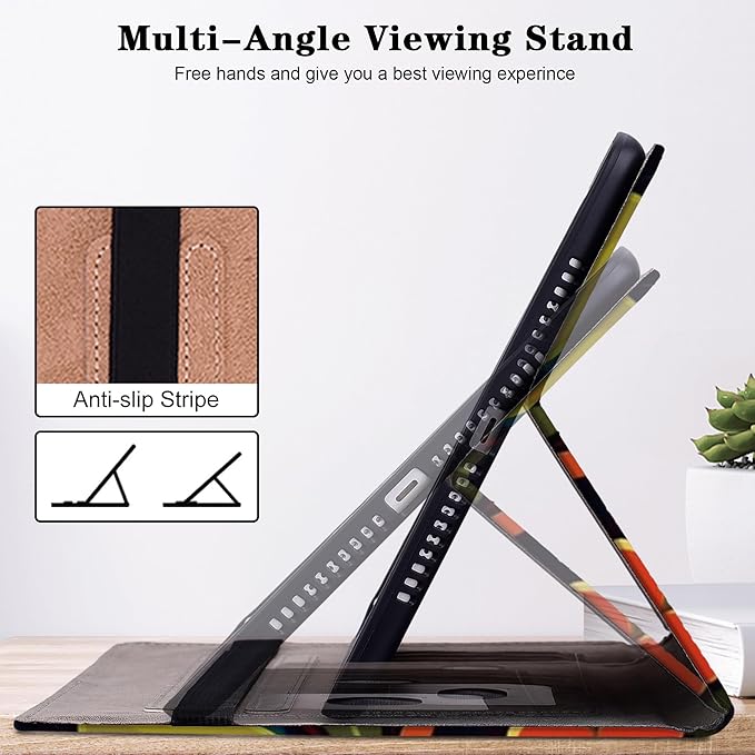 Case for iPad 6th / 5th Generation (2018 2017 Model, 9.7 Inch), iPad Air 2 (9.7 Inch) with Pen Holder & Card Slots, Premium PU Leather Flip Folio Kickstand Case - Watercolor