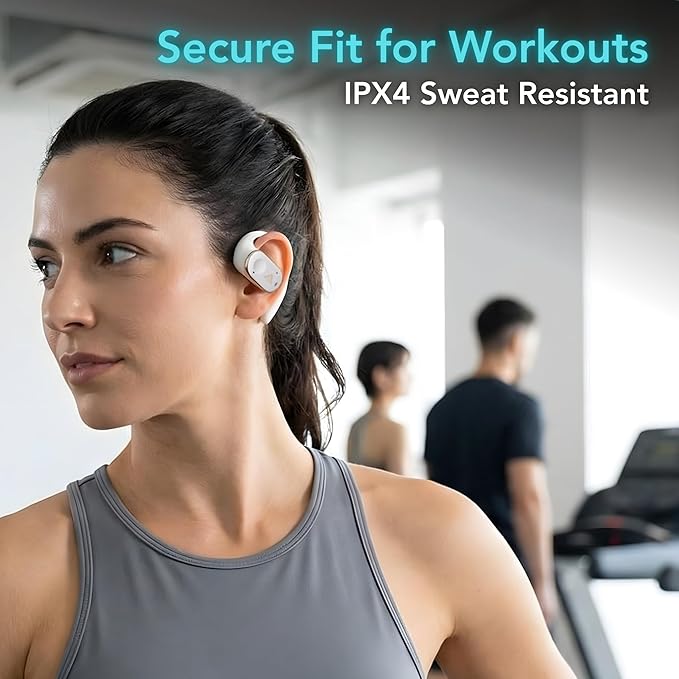 Joy Open-Ear Headphones, Wireless Bluetooth 5.4 Earbuds, Over-Ear Around-Ear Earhook, Sports Fit for Running & Workouts, ENC Clear Calls, HD Sound, App EQ, 40H Battery, IPX4 Sweatproof, Beige