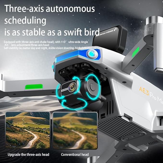Drones with camera for Adults 4K,3-Axis Gimbal, Drone with 5.5-Inch Large Screen on Remote Controller 64GB memory card, Foldable GPS Drone with Brushless Motor,Auto Return ,Radar Automatic Obstacle Avoidance，90 Min Flight Time, Carrying Backpack for Tr...