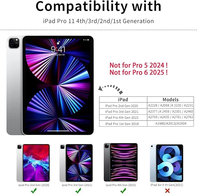 Kenke New iPad Pro 11 Inch Case 4th/3rd/2nd/1st Generation 2022/2021/2020/2018 Support 2nd Pencil Charge with Built-in Left Side Pencil Holder, Hard Frosted Back Cover & Colored Edge (Light Blue)