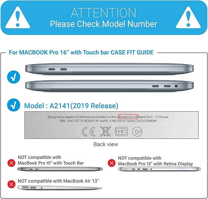IBENZER Compatible with MacBook Pro 16 Inch Case A2141 Release 2020 2019, Hard Shell Case with Keyboard Cover & Type C Adapter for Old Version Mac Pro 16’’, Clear, T16CL+1TC