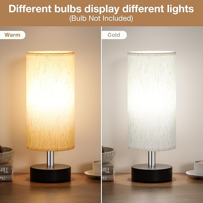 PartageiZ Small Table Lamp for Bedroom Set of 2 - Bedside Lamps for Night Stands, Minimalist Nightstand Light Lamp, Desk Lamps for Reading Room, Kids Room, Living Room, Office, Dorm