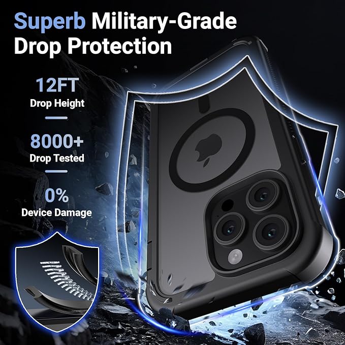 Magnetic for iPhone 14 Pro Max Case,[Screen Protector] [Compatible with MagSafe][Military Grade Drop Protection][Heavy Duty Protection][Shockproof] 2-Layer Durable Bumper Phone Case 6.7"-Black