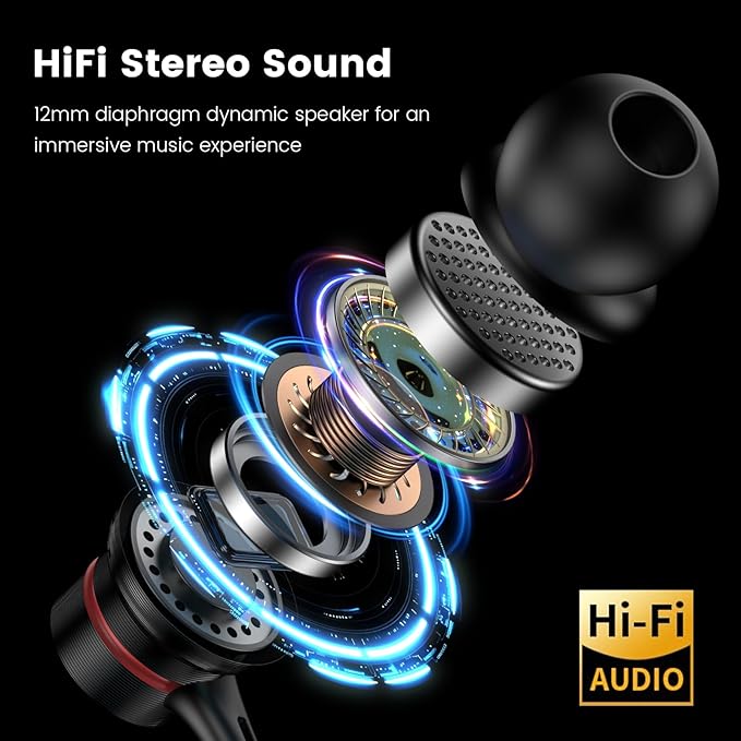 MOSWAG Wired Earbuds with Microphone, 3.5mm in-Ear Headphones with Noise Isolating Fit & Clear Sound, Comfortable Ergonomic Earpieces for Phone Calls, Music, and Online Classes