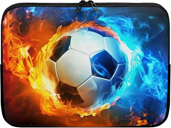Water and Flame Football Laptop Protective Sleeve for Men Boys Computer Sleeve 13 inch Laptop Case Bag Portable Computer Carrying Case Suitable GITS for Teens