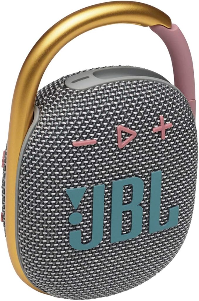JBL Clip 4 - Portable Mini Bluetooth Speaker, big audio and punchy bass, integrated carabiner, IP67 waterproof and dustproof, 10 hours of playtime, speaker for home, outdoor and travel (Grey)