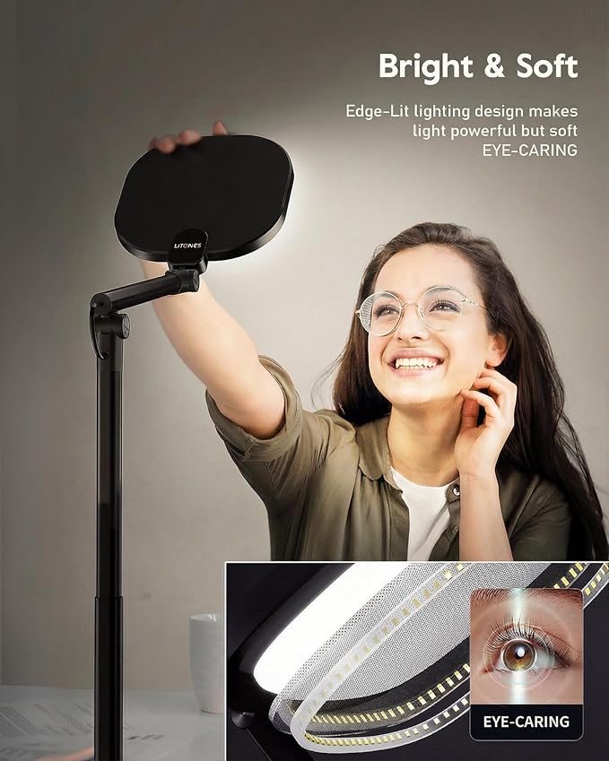LitONES Led Desk Lamps for Home Office with Base, Tall Desk Lamp with 50 Light Modes & Memory and Timer Func Computer Light, Flexible Adjustable Table Lamps for Video Conference, Architect