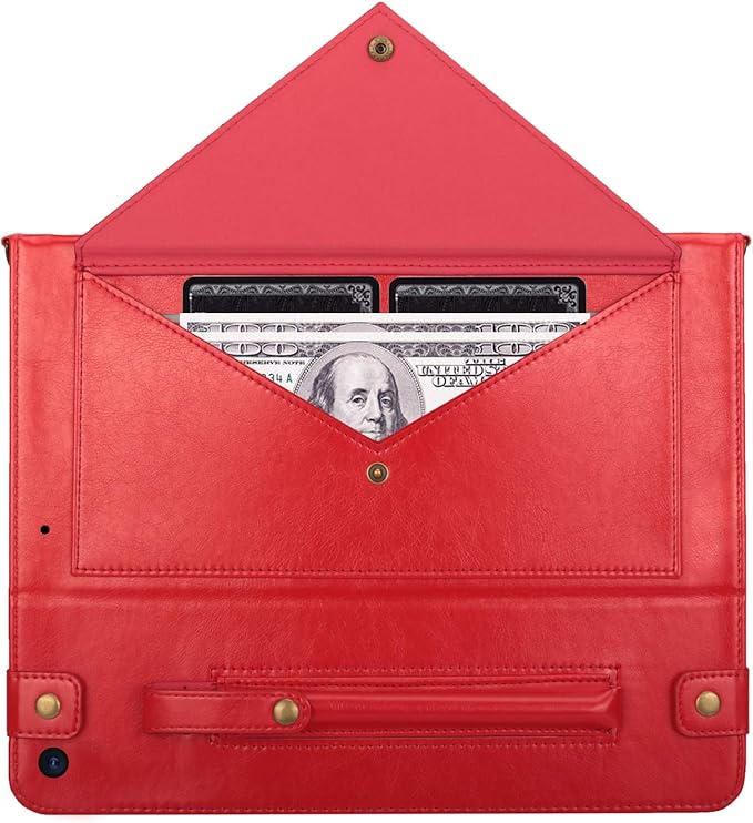 Handbag Case for iPad Mini 7.9" Series, iPad Mini 4/Mini 5 Case, Techcircle Lightweight Folio Stand Crossbody Wallet Case with Pencil Holder, Hand Strap & Shoulder Strap Soft Protective Cover, Red
