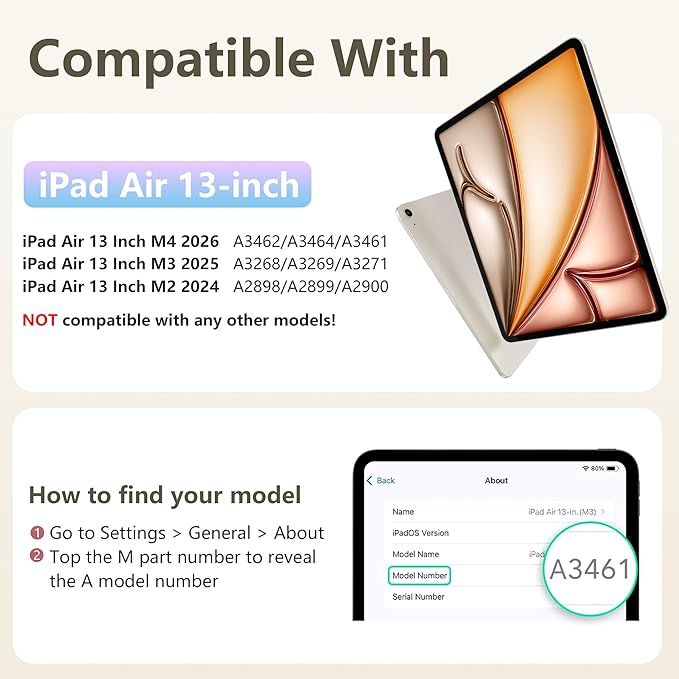 Wenlaty for iPad Air 13 Inch Case M4/M3/M2 (2026/2025/2024) with Pencil Holder, Slim Trifold Stand Protective Cover for iPad Air 13 Case with Clear Transparent Back, Auto Wake/Sleep -Starlight
