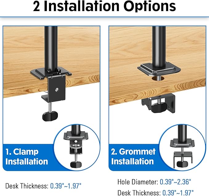 MOUNTUP Single Monitor Mount, Adjustable Monitor Stand for Max 32 Inch Flat Curved Computer Screen, Monitors Arm Desk Mount Fit VESA 75x75& 100x100, up to 17.6lbs, with C-Clamp and Grommet Base, Black