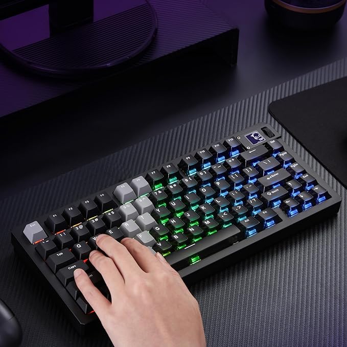 Akko MOD007 V5 HE Wired Rapid Trigger Gaming Keyboard Quick Release Aluminum Black and Transparent Keyboard with Personalized Screen Aluminum Plate Purple, AstroAim Switch