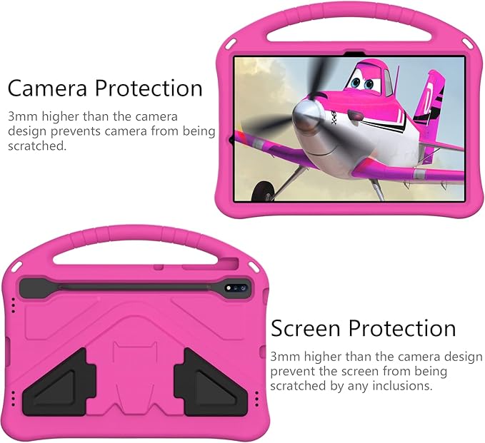 Kids Case for Samsung Galaxy Tab S10+/S9+/S8+/S7 FE/S7+/S9 FE+ 12.4", Techcircle Light Weight Shock Proof EVA Foam Handle Rugged Stand Protective Case for Galaxy Tab S9 FE Plus/S10 Plus 2024, Rose