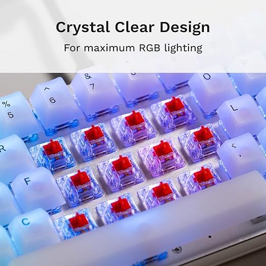 Glorious Fox Linear Mechanical Switches for Mechanical Keyboards: 110 PCS, 3-pin, Transparent for MAX RGB, Pre-Lubed, 45g Force for Gaming and Typing, Compatible with MX Keycaps