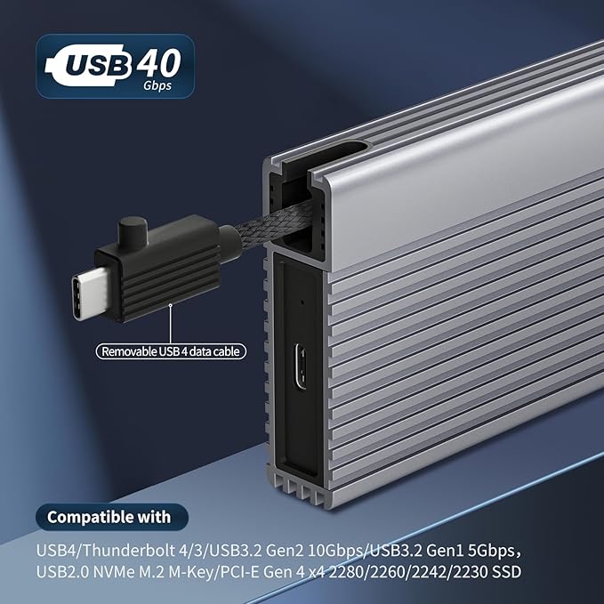 ZIKE ZikeDrive Z666 40Gbps M.2 NVMe SSD Enclosure USB 4.0 up to 3811MB/s Aluminum Case, Compatible with Thunderbolt 4 M.2 M-Key 2280, USB 4 USB 3.2 Gen2/Gen1 PCI-E Gen 4x4 Tool-Free Installation