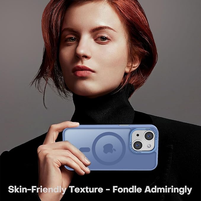 Newfuture Magnetic for iPhone 15 Case [Compatible with Magsafe] [Military Grade Drop Protection] Translucent Matte Anti-Fingerprint Shockproof Phone Case for iPhone 15 6.1 inch, Light Blue