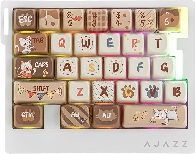 MechLands AJAZZ AK029 One Handed Gaming Keyboard, 8Khz Polling, 29 Keys Rapid Fast Wired Keyboard, SOCD & DKS, Magnetic Switch, Adjustable Actuation, RGB Backlits, Aluminum Plate (White Brown)
