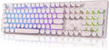Redragon K710 Wireless Typewriter Mechanical Gaming Keyboard, Bluetooth/2.4Ghz/Wired, RGB Led Backlit, Blue Switch - Clicky, Rechargeable, Solid Metal Panel, Round Keycaps, Pink