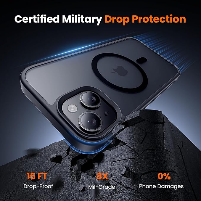 toushion 3 in 1 for iPhone 14 Case with MagSafe, Screen Protector*1 Camera Lens Protector*1,Matte Skin Feeling Back Cover Military-Grade Protection for iPhone 14 Phone Case 6.1 inch Matte Black