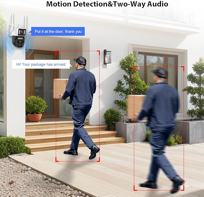 4G LTE Cellular Solar Powered Security Camera Wireless Outdoor, No WiFi Dual Lens Camera, 360 Live View, 2K Color Night Vision, AI PIR Motion Sensor, 2-Way Audio, Built in SIM Card