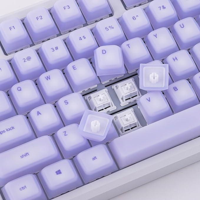 EPOMAKER AegisSil Keycap Set, Silicone Material, Cherry Profile, 113 Keys, 65%/75%/96%/Full Size, Custom Keyboard Keycaps Set for Cherry MX, Kailh, Outemu, Gateron Mechanical Gaming Keyboard (Purple)