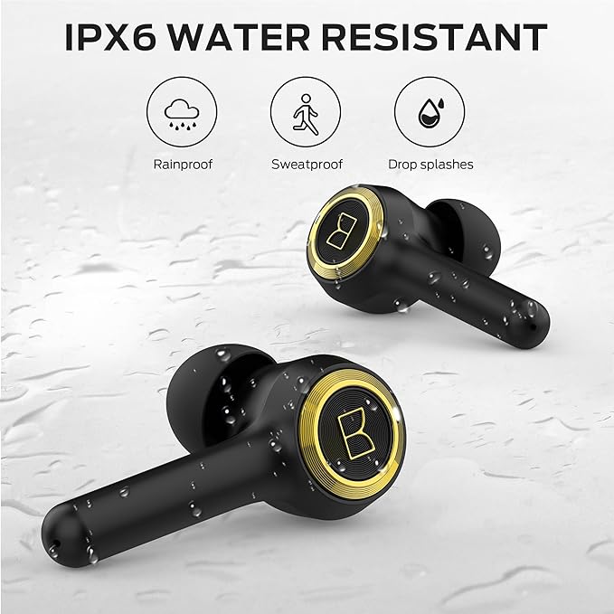 Monster Clarity 102 Plus Wireless Earbuds, Bluetooth Headphones with HiFi Stereo, 4 ENC Mic for Crystal Clear Call, 30H Playtime, Type-C Charging, IPX6 Waterproof in-Ear Ear Buds for Sports (Gold)