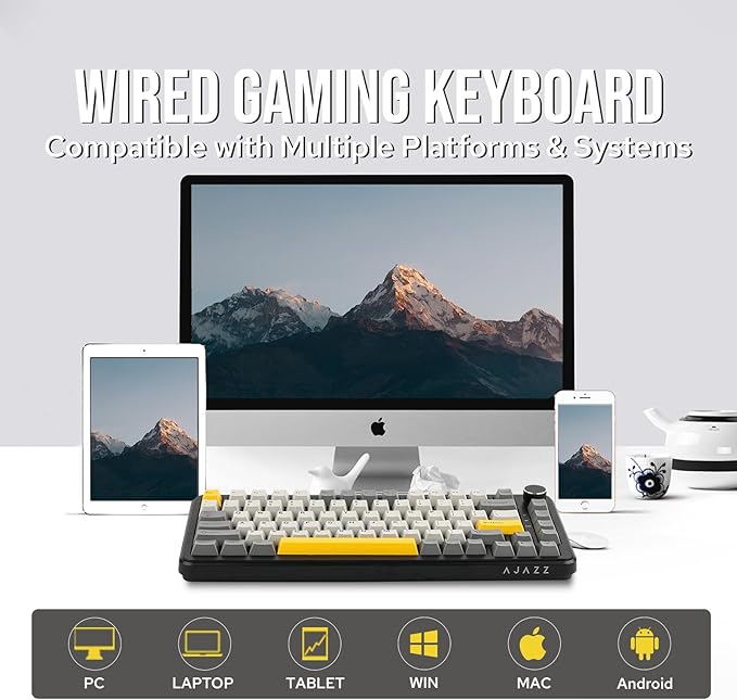 MechLands AJAZZ AK820 MAX HE Hall Effect Magnetic Gaming Keyboard, Adjustable Actuation, 8KHz Polling Rate, Wired Rapid Fast Keyboard, Creamy Gasket, RGB Backlight, NKRO for Win/Mac (Black)