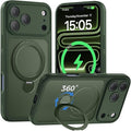 for iPhone 17 Pro Max Case [ 360° Spin Magnetic Stand] [Full Camera Protection] Compatible with Magsafe, 15FT Military-Grade Protection, Translucent Anti-Slip Phone Case 6.9'', Deep Green