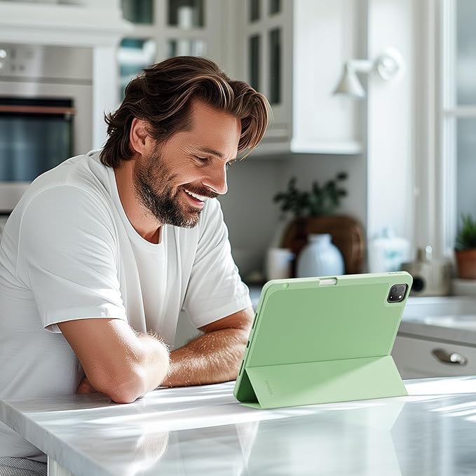 ZOVEEK iPad Pro 11 Inch Case 4th/3rd/2nd/1st Generation (2022/2021/2020/2018) with Pencil Holder, Magnetic Smart Cover with Stand, Supports 2nd Gen Pencil Charging, Auto Wake/Sleep (Matcha Green)