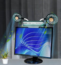 Energy-saving small fan with amp Light Bar Two-Head Personal Cooling Quiet USB Fan Flip-Open light, Level 3 brightness 3 Wind Speed for Working/Self Broadcasting (Forest Green)