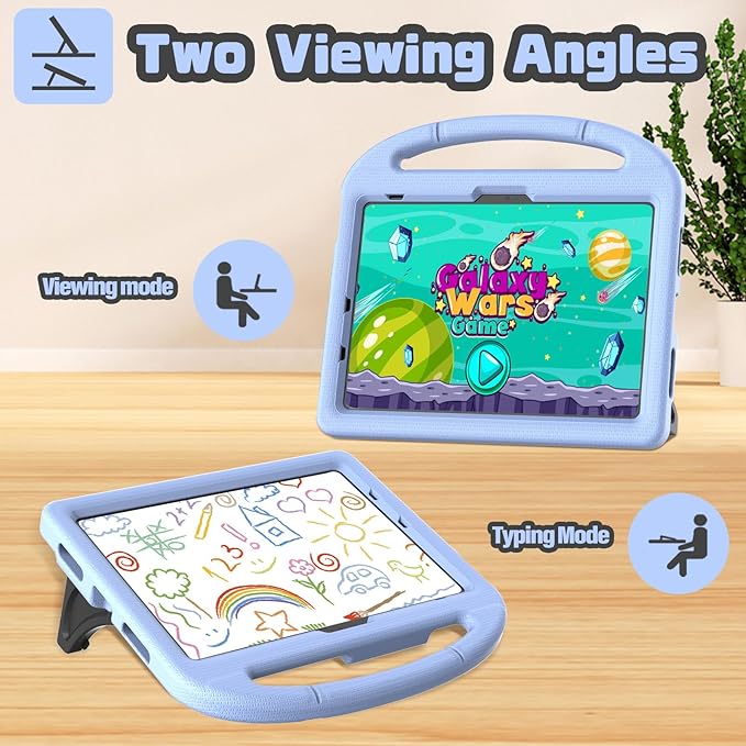 YIHE Kids Case for iPad (A16) 11th Generation 11 Inch 2025 & iPad 10th Generation 10.9 inch 2022, with Built-in Screen Protector and Stable Stand, Full Body Shockproof Protective Cover - Light Blue