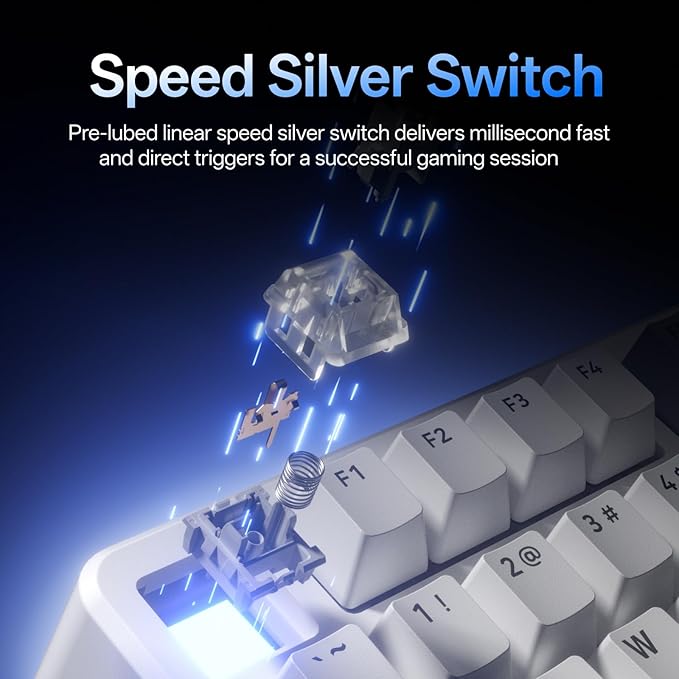 Rapoo V700DIY-75 Wireless Mechanical Keyboard, BT5.0 + 2.4GHz, Hot Swappable Custom Gaming Keyboard, Speed Silver Linear Switch, 16.8M Per-Key RGB, Gasket Mount, Creamy Sound, Full NKRO Anti-Ghosting