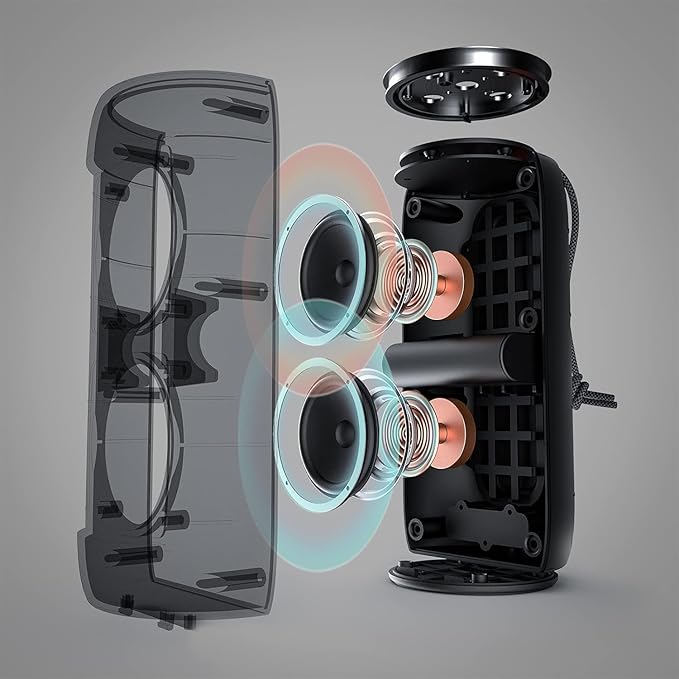Monster S310 Upgraded Bluetooth Speaker, 30W Portable Speaker, 360° Stereo Sound with Punchy bass, TWS Pairing, IPX6 Waterproof, Bluetooth 5.2, 24H Playtime, Perfect for Home, Outdoor, Beach, Party