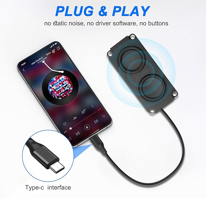 XMSJSIY USB Type C Computer Speaker Laptop Speaker 3W Portable Plug-in External Speaker for Desktop PC Laptop Monitor Phone-1 PCS