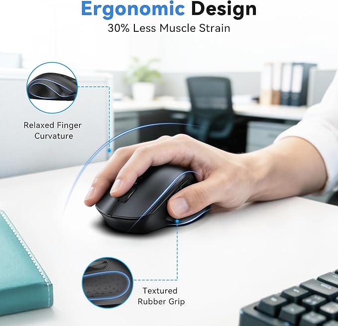 TECKNET Wireless Mouse for Laptop, Silent Mouse Quiet Click, Computer Mice Wireless, 6 Adjustable 4000 DPI Computer Mice