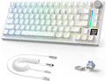 Attack Shark X820Ultra Wireless 75% Mechanical Gaming Keyboard with Screen & Knob Hot Swap 2.4GHz/BT/Wired RGB Backlit Gasket Mount Side Print PBT Keycap QMK Web Driver Shark Switch-White Contour