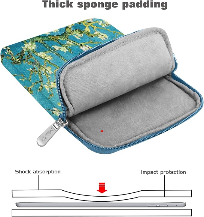 MoKo 9-11 Inch Tablet Sleeve Bag Carrying Case Fits New 11inch iPad Air M4, iPad A16 2025, iPad Pro 11 M4, Air 5/4/3, iPad 10/9/8th Gen, Tab S8/S9 11", Tablet Carrying Case, Apricot Flower