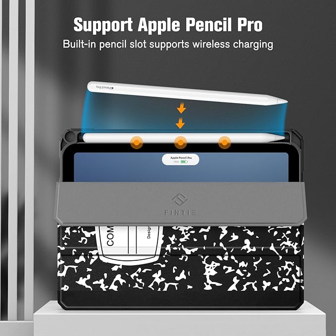 Fintie Hybrid Slim Case for iPad Mini 7 (A17 Pro, 7th Generation) 2024 / iPad Mini 6 (6th Gen) 8.3 Inch, [Built-in Pencil Holder] Shockproof Cover Clear Transparent Back Shell, Composition B