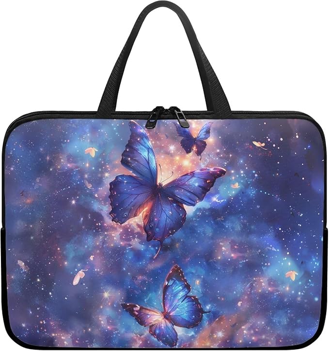 Galaxy Butterfly 12 Inch Laptop Bag Handle Chromebook Case Sleeve Computer Protect Pouch Holder Notebook Sleeve Neoprene Chromebook Cover Soft Carrying Travel Case for Women