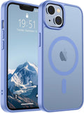 SUPFINE Magnetic for iPhone 15 Plus Case & iPhone 14 Plus Case(Compatible with MagSafe)(Military Grade Drop Protection) Slim Translucent Shockproof Phone Case, Blue Purple