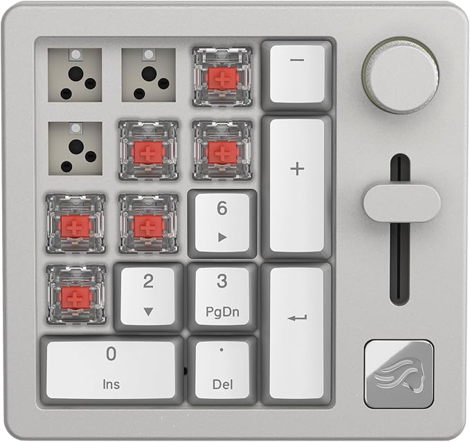 GLORIOUS GMMK Mechanical Numpad- 10 Key USB Programmable Keypad - Hot Swappable, Volume Control, RGB Backlit, Wired & Wireless Bluetooth - Laptop & Keyboard Accessories- White