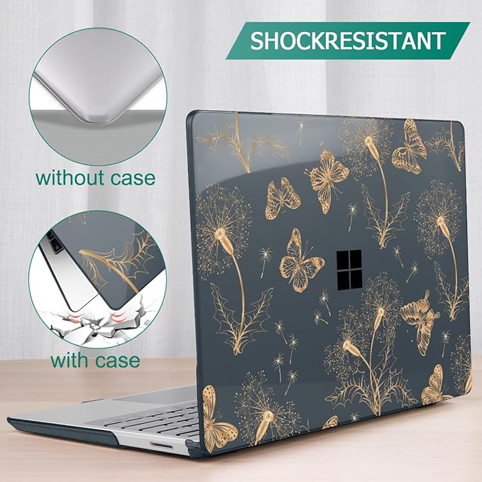 Case for 13.5" Microsoft Surface Laptop 5/4/3 with Metal Palm Rest ONLY 2019-2022 Release Models:1868/1951, Plastic Hard Shell Case with Keyboard Cover & Screen Protector, Butterflies