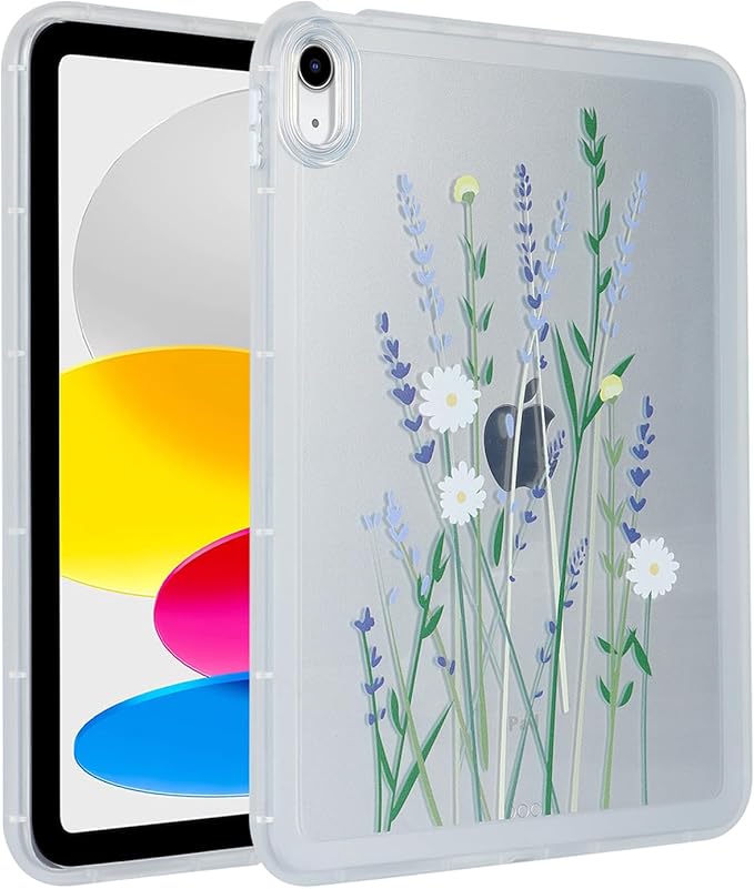 for iPad Pro 12.9 inch Case 6th/5th/4th/3rd Generation (2022/2021/2020/2018) Frosted Translucent Clear Slim Lightweight Protective Cover Soft TPU Back Shockproof Silicone Shell, White Flower