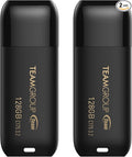 TEAMGROUP C175 128GB 2 Pack USB 3.2 Gen 1 (USB 3.1/3.0) Read 100MB/s Flash Thumb Drive, External Data Storage Memory Stick Compatible with Computer/Laptop Matte Black TC1753128GB22